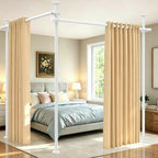 SUNALLY Tension Curtain Rod Room Divider 4-10FT No Drill Floor Ceiling White