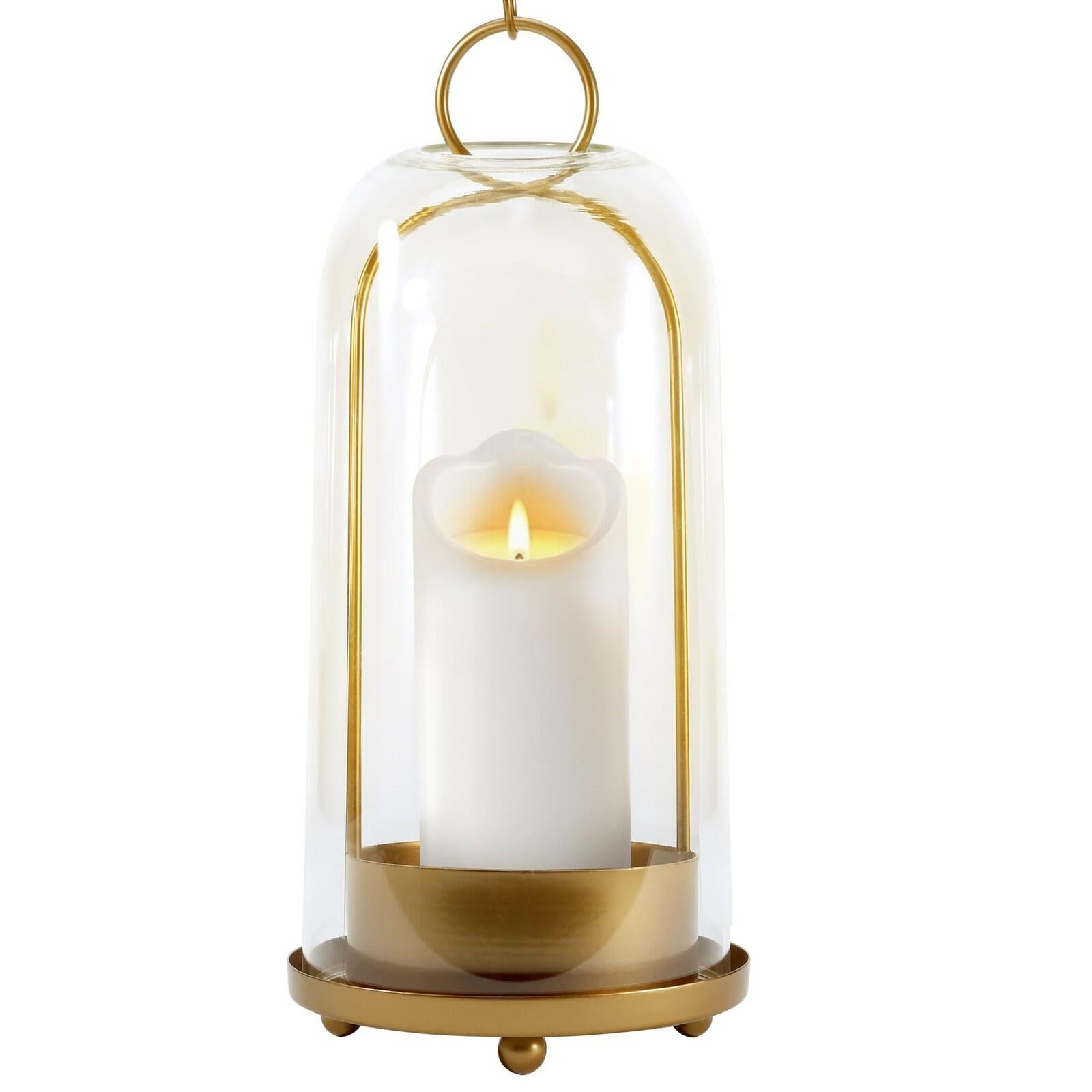 Hurricane Glass Candle Holder, Large Brass Lanterns Hurricane Candlestick Holder