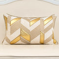 Alerfa 12 x 20 Inches White Geometric Gold Leather Striped Cushion Cases