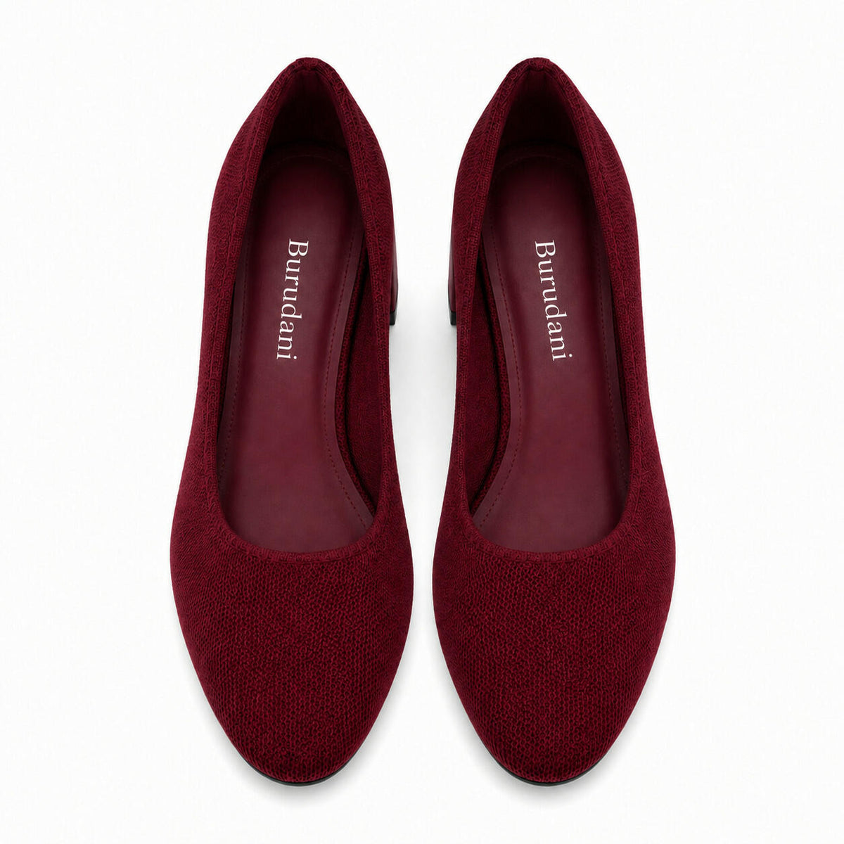 Burudani Women Burgundy Block Heel Pumps Knit Comfort Round Toe Size 11