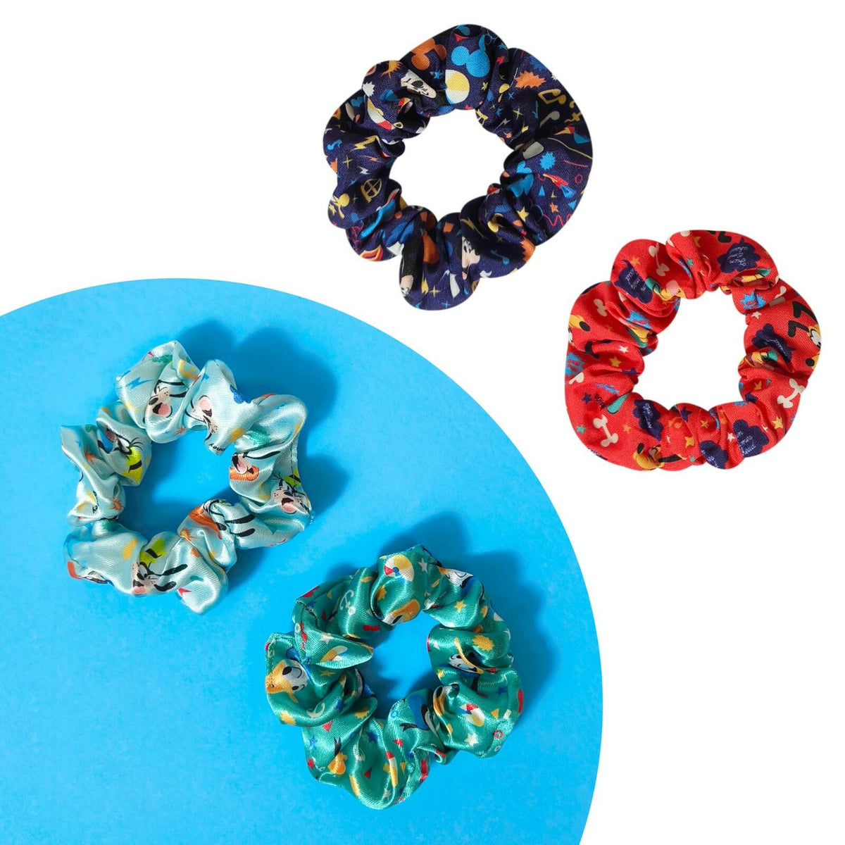 LUV HER Disney Mickey Scrunchies for Girls of All Ages - 4 Large Hair Scrunchies