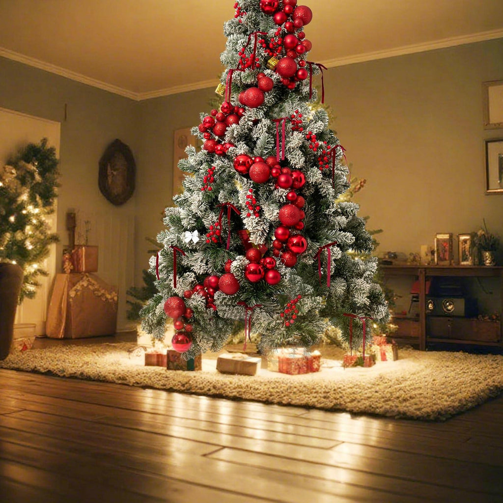 4 Pack 1.8 Feet Christmas Ball Garland Ornaments with 12 Velvet Bows and 12