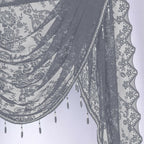 Huierxun Grey,59"x41" Elegant Lace Waterfall Window Valance with Bead Tassels