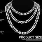 Batiyeer 3 Pcs Cuban Link Chain Necklace Bracelet Rhinestone Hoop Earrings Bling