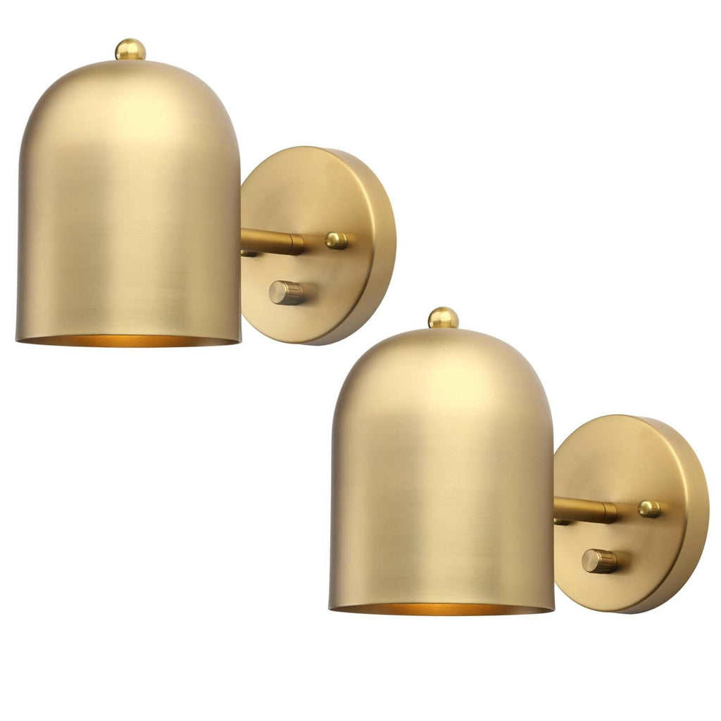 Pathson Set of 2 Hardwired Wall Sconce Dimmer Switch, Brass Finish Wall Light