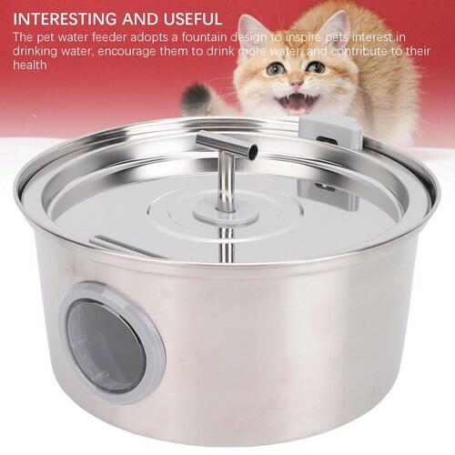 OPEN BOX Luqeeg Stainless Steel Pets Water Fountain, 3.2l/108oz Quiet Drinking