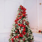 4 Pack 1.8 Feet Christmas Ball Garland Ornaments with 12 Velvet Bows and 12