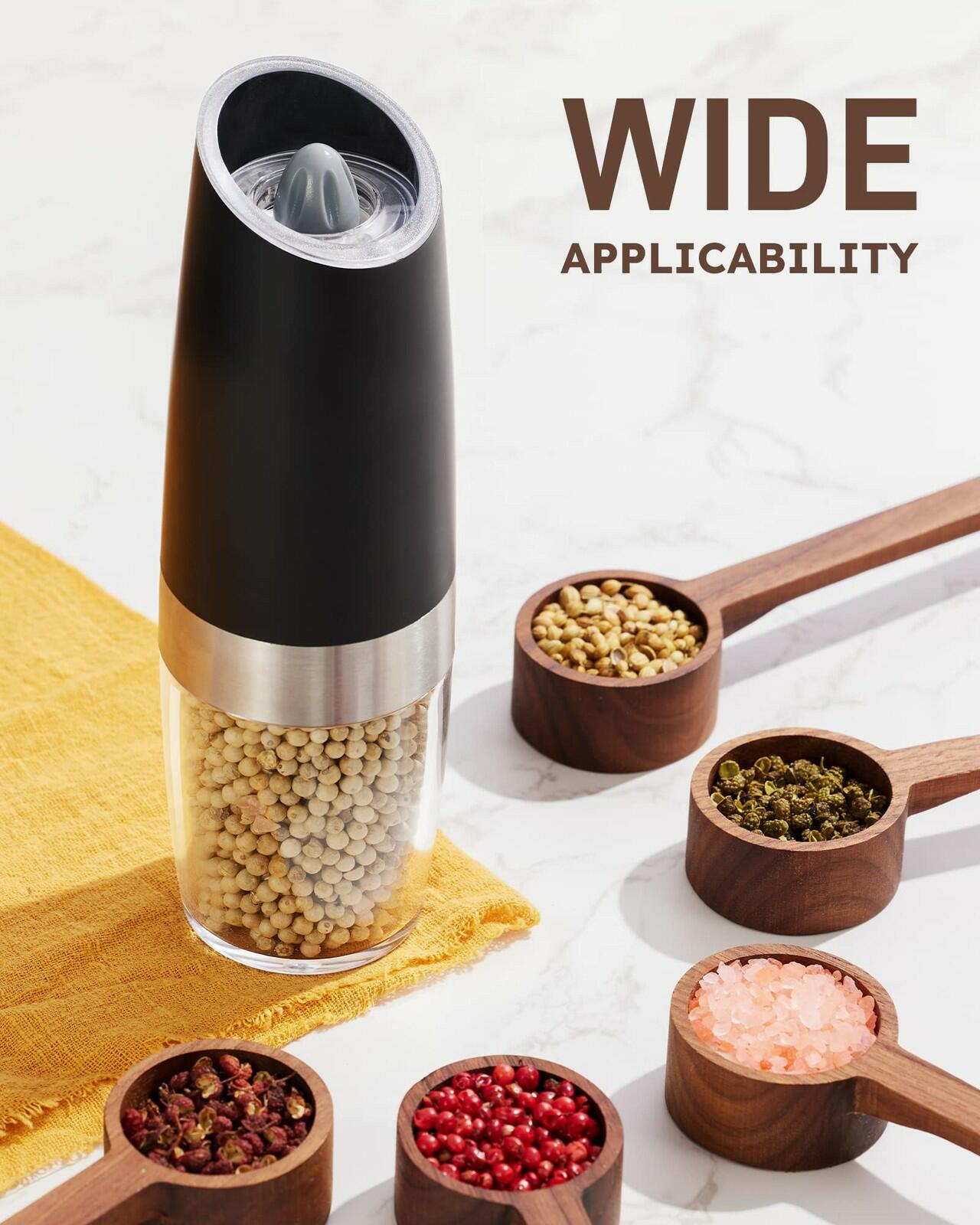 Sangcon Gravity Electric Salt and Pepper Grinder Set Automatic Shakers Mill