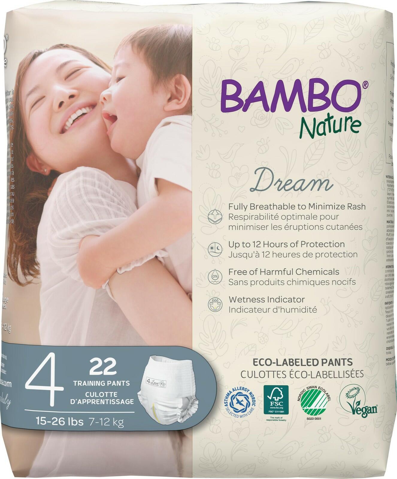 44 Count Bambo Nature Premium Eco-Friendly Training Pants, Size 4 (15-31 Lbs)