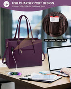 LOVEVOOK 15.6 Inch Laptop Bag for women, Large Waterproof PU Leather Work