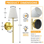 LUTEC Battery Operated Wall Sconce Set of 2,Rechargeable Wall Sconce, 12 Colors