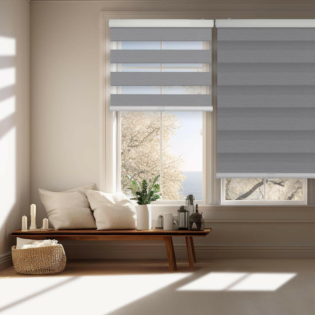 FOIRESOFT 37 in W 64 in H Standard Cordless Blackout Zebra Roller Shades and