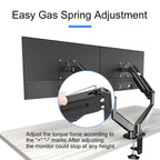 Suptek Dual Monitor Mount Stand-Height Adjustable Gas Spring Monitor Arm Desk