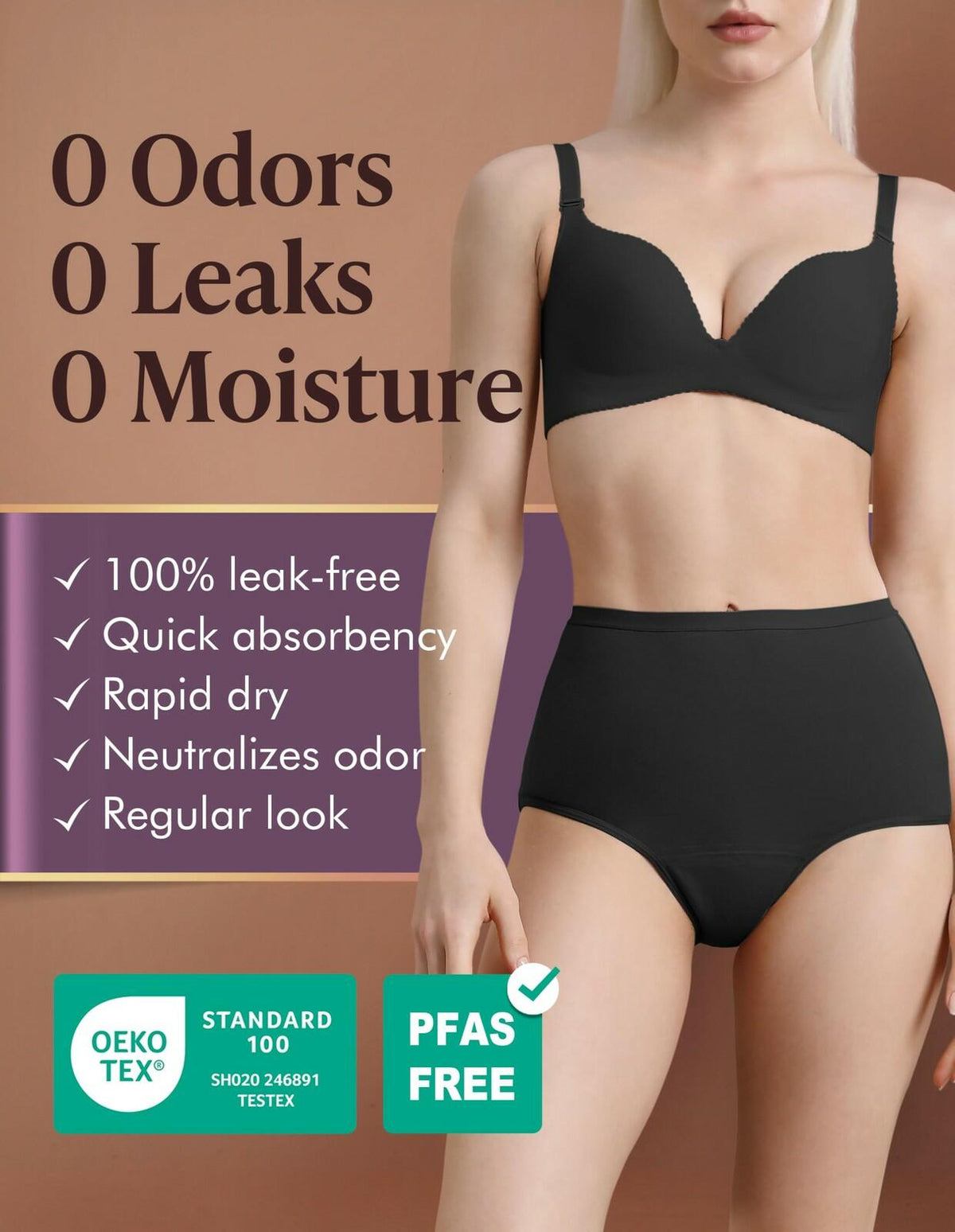 3 Pack Medium AIRCUTE Washable Urine Absorbency Incontinence Underwear for Women