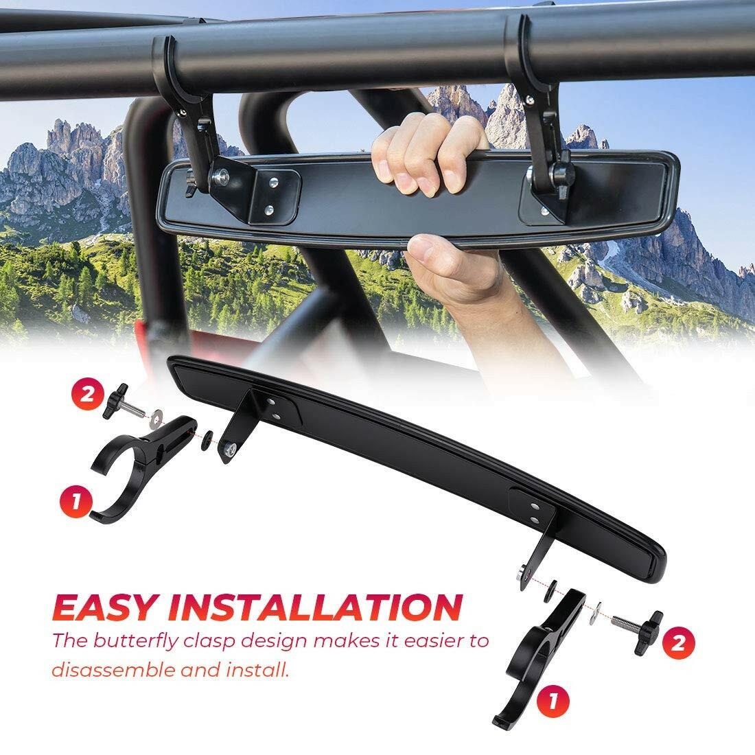 KEMIMOTO UTV Rearview Mirror, 15" UTV Race Convex Center Mirror with 3/4 1.75"