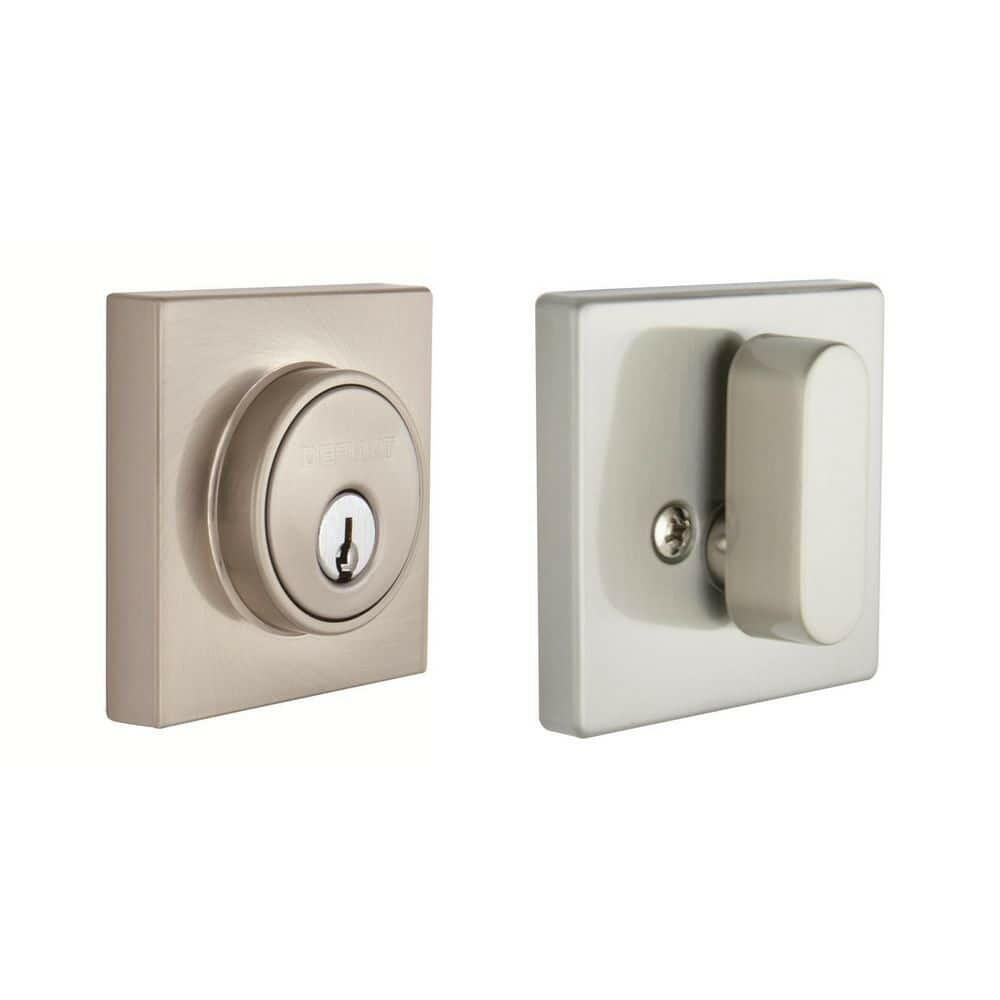 Square Satin Nickel Single Cylinder Deadbolt