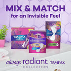 28 Count Tampax Radiant Tampons Multipack With Leakguard Braid, Regular/Super