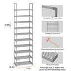 OYREL 10-Tier Metal Shoe Rack, Narrow Shoe Rack Organizer, Sturdy Shoe Shelf for