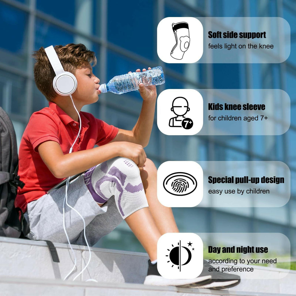 NEENCA Kids Knee Brace Sleeve, Youth Knee Compression Sleeve for Children - Boys
