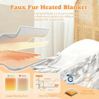 SNUGSUN Heated Throw Blanket Faux Fur & Sherpa, Safe Electric Blanket ETL & FCC