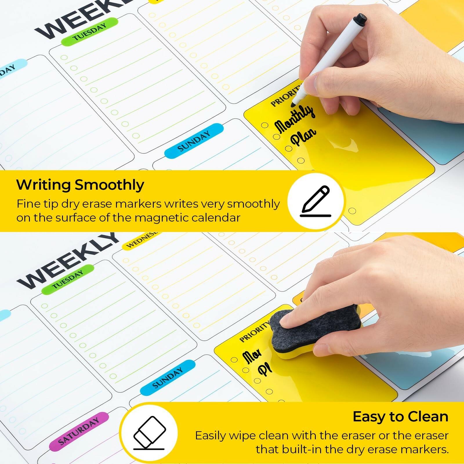 3 Pack Dry Erase Calendar for Fridge, 16.5 x 12 Monthly & Weekly & Daily Chore