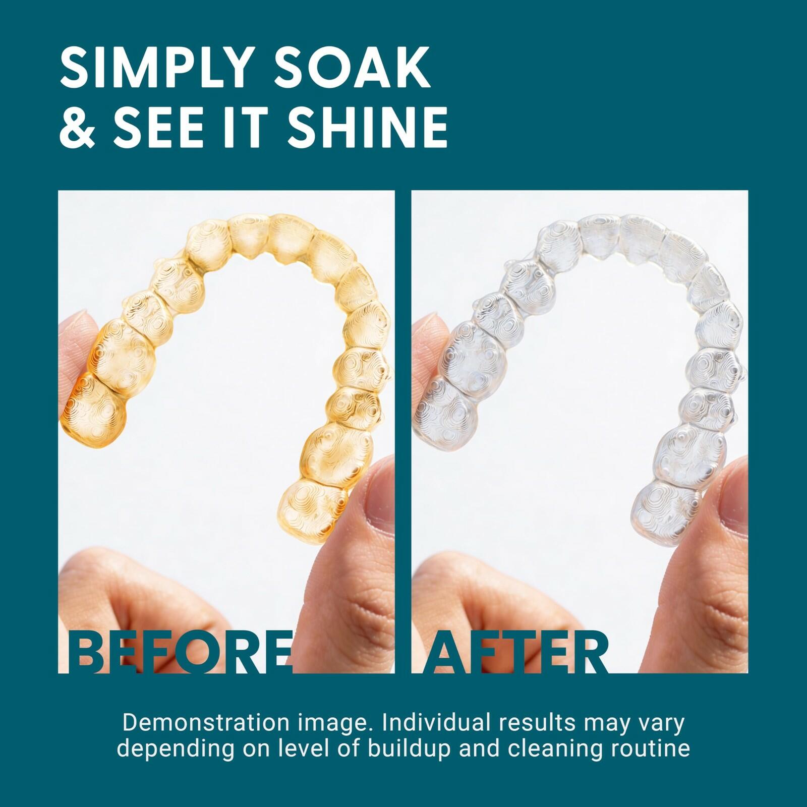 Retainer Cleaner and Soak Container, No-Mess Cleaning Tablets with Universal