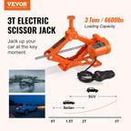 VEVOR Electric Car Jack 3 Ton 6600lbs 12V Scissor Jack Remote Control