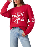 Dokotoo Womens Funny Christmas Sweater 2025 Crewneck Long Sleeve Snow Printed