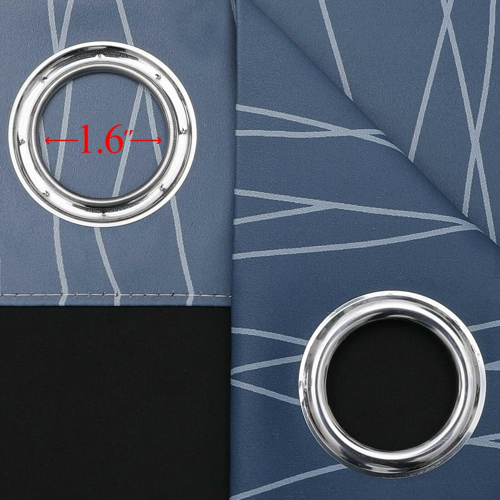 Estelar Textiler Navy Blue and Grayish White Blackout Curtains for Bedroom 72