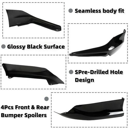 skkyoro Front & Rear Bumper Splitter Lip 4PCS for Honda Accord 4 Door Sedan 2016-2017 HFP Style Front & Rear Side Corner Spats Apron (Glossy Black)