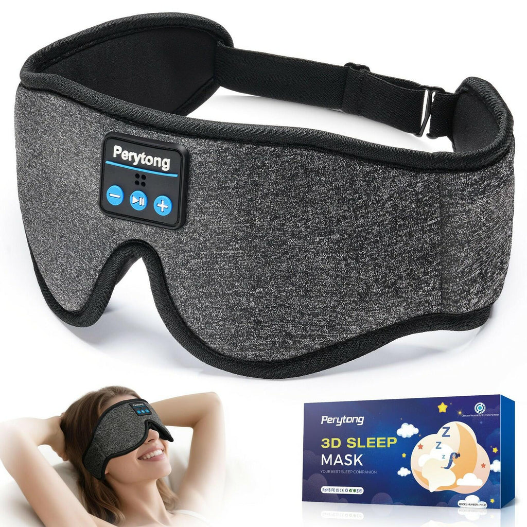 Sleep Mask with Bluetooth 5.4 Headphones, 3D Contoured Sleep Eye Mask with