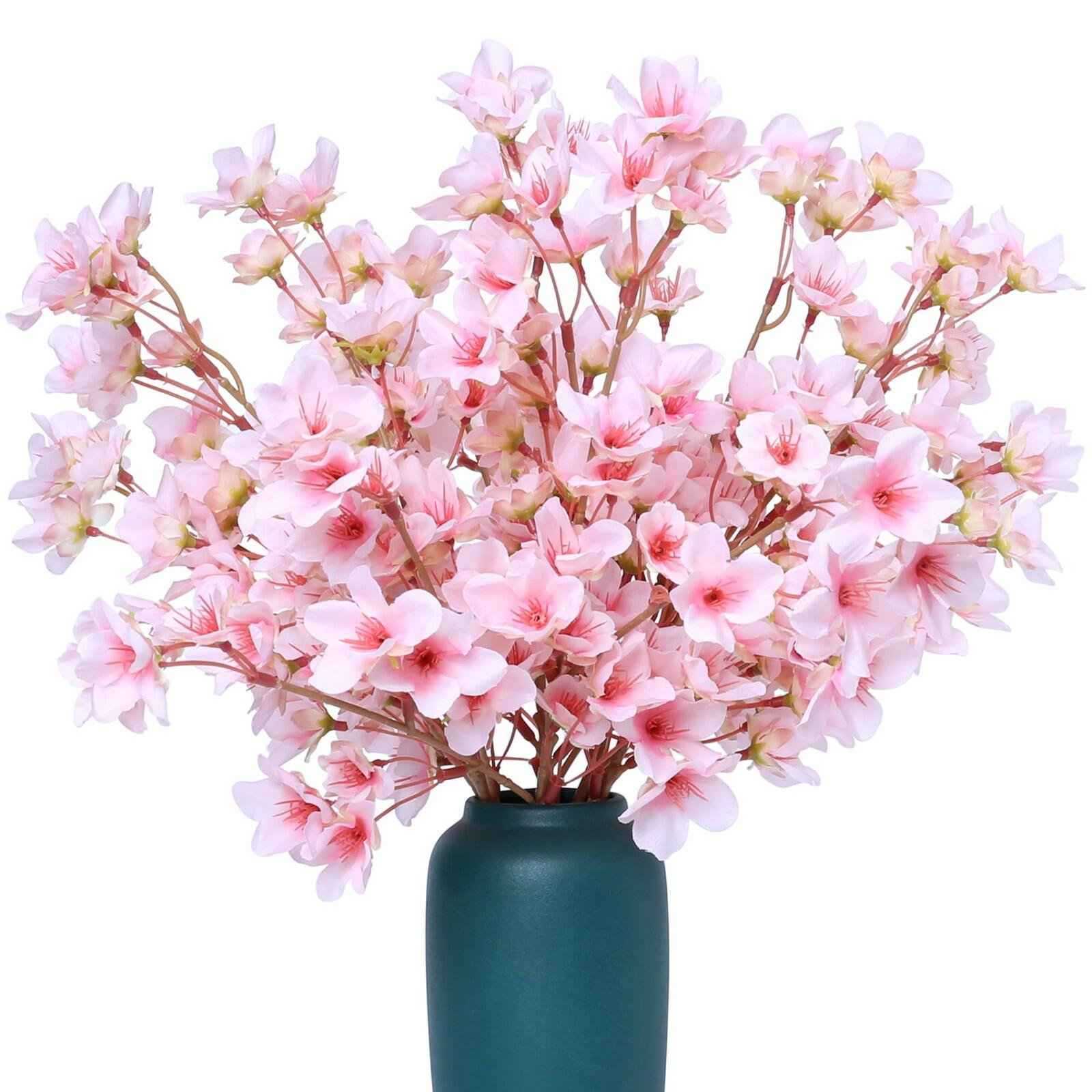 SITUMEIZI 6Pcs Artificial Cherry Blossom Branches Decor Fake Flowers Silk Spring