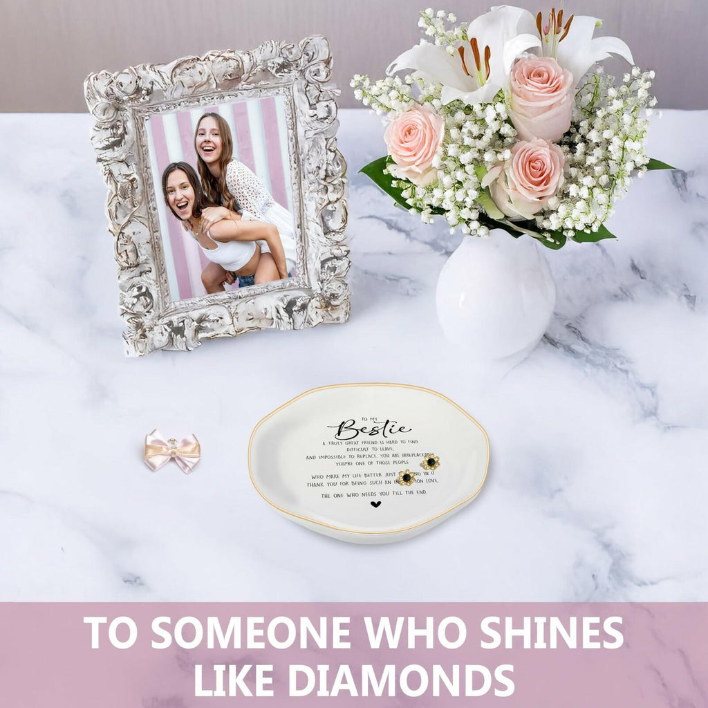 Bestie Gifts for Women Friendship, Jewelry Dish Trinket Tray, Gifts for Friends