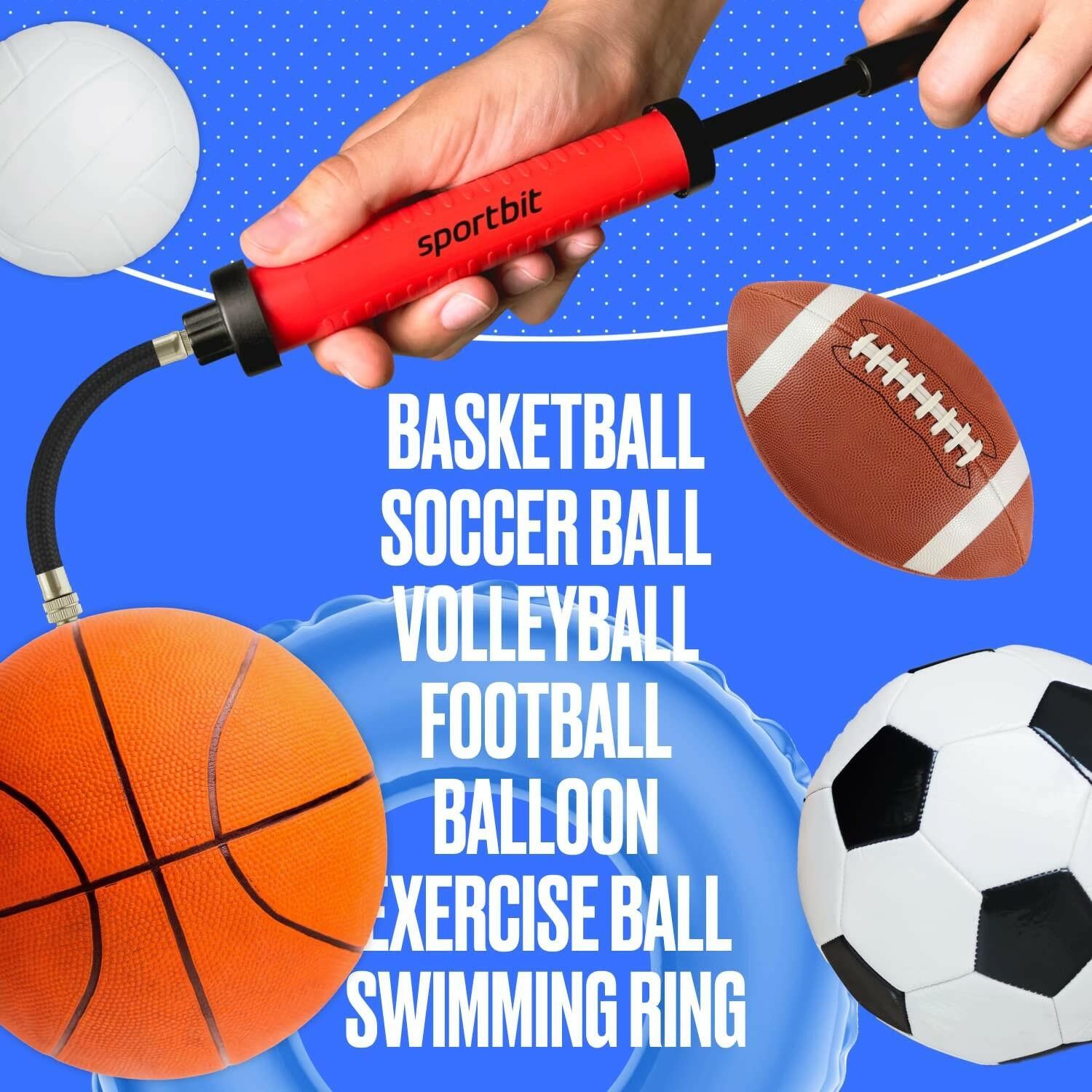 SPORTBIT Ballpump for Sports Balls - Basketball Pump for Sport Balls - Football