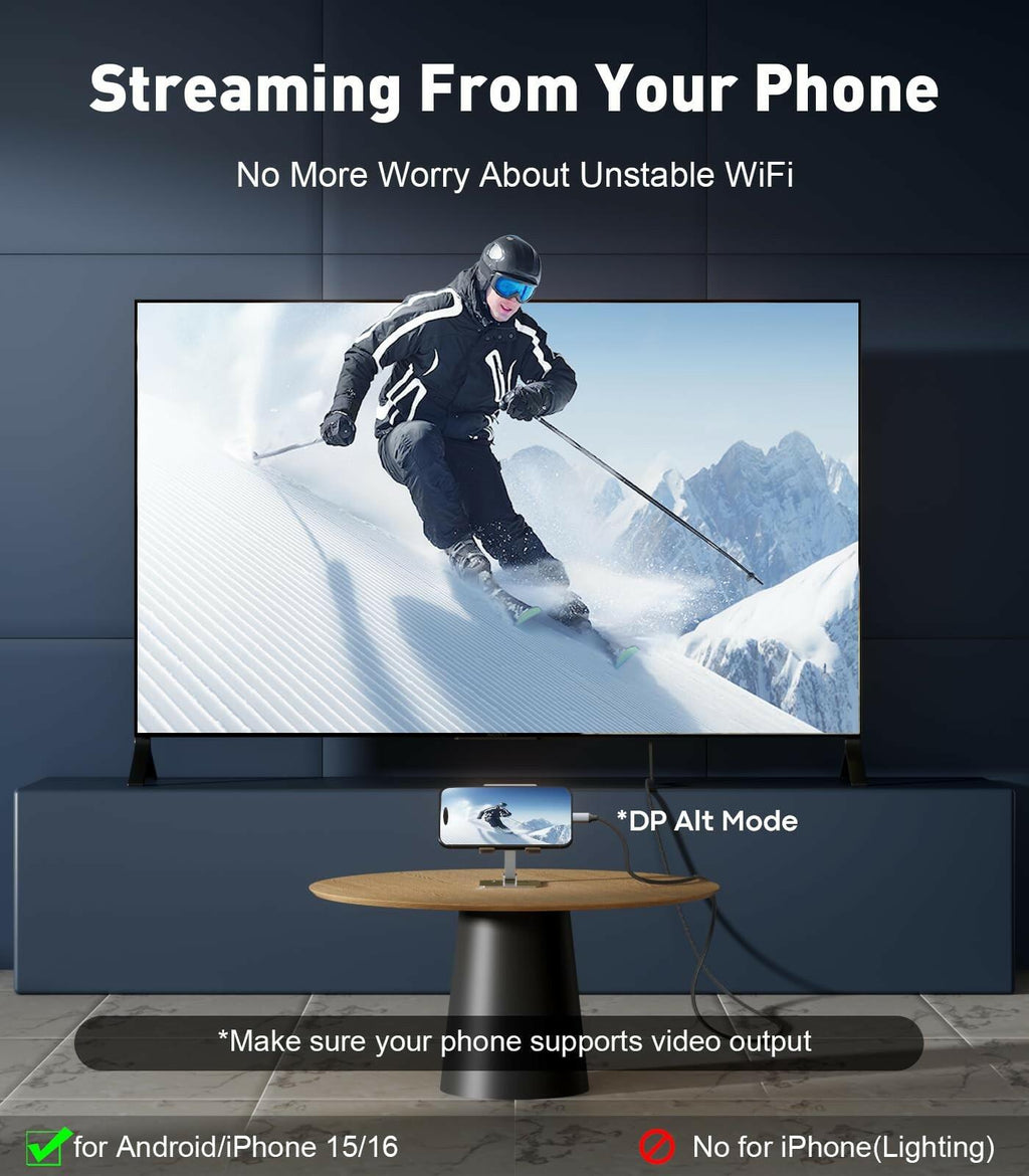 UANTIN USB C to HDMI 2.1 Cable 8K@60Hz, 4K@144Hz/120Hz, 48Gbps, HDCP2.3, Dynamic