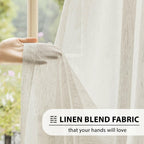FMFUNCTEX Linen Sheer Curtains for Bedroom, Beige Curtains 84 inches Long for
