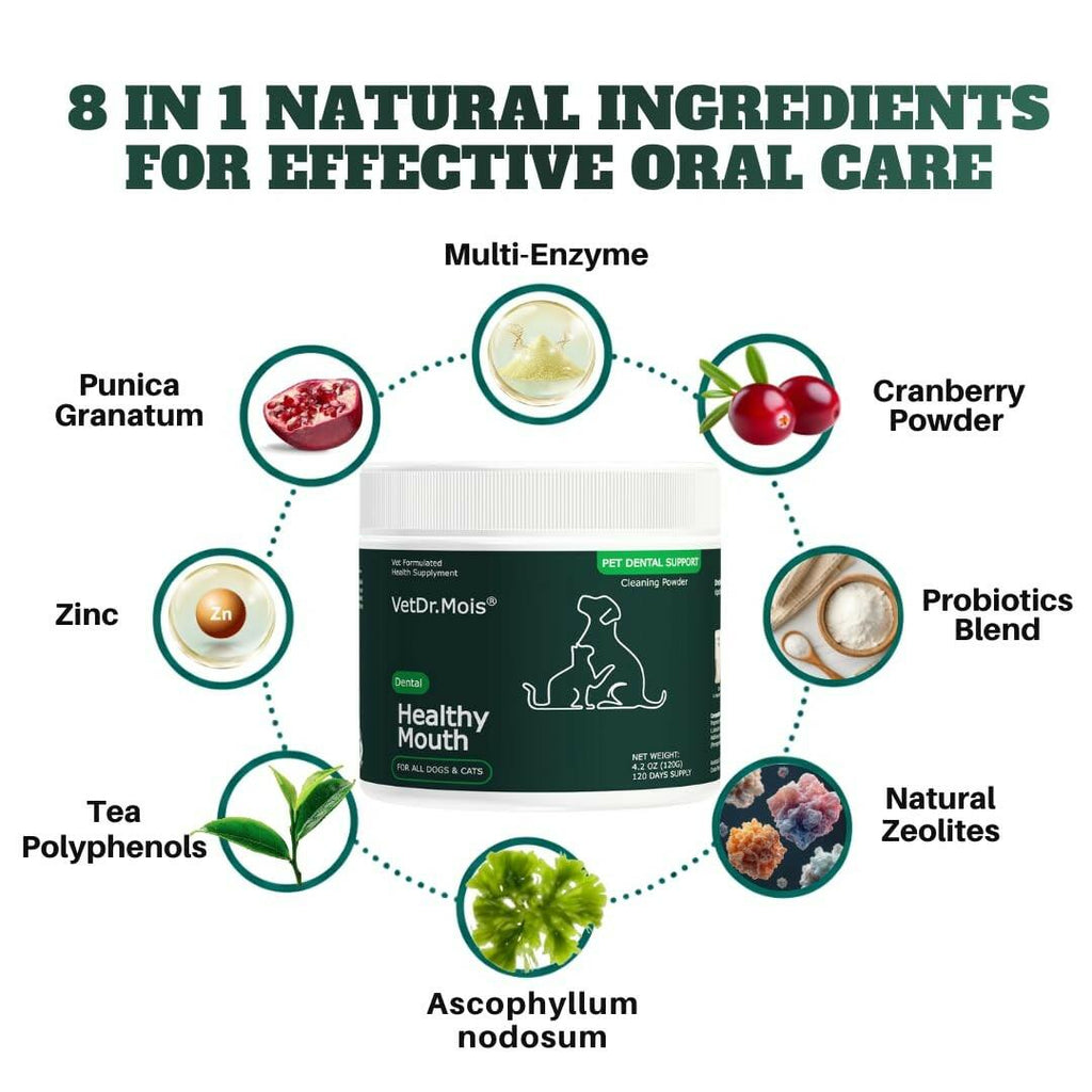 Dog Teeth Cleaning Powder, Dog Dental Powder and Cats Breath Freshener, Plaque