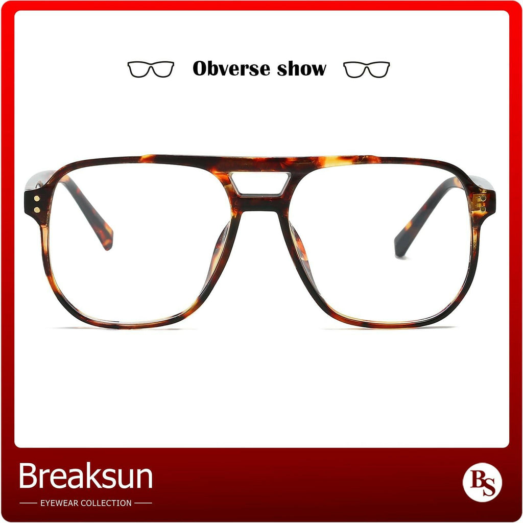 Breaksun Retro Oversized Square Glasses for Women Men Big Square Aviator Blue
