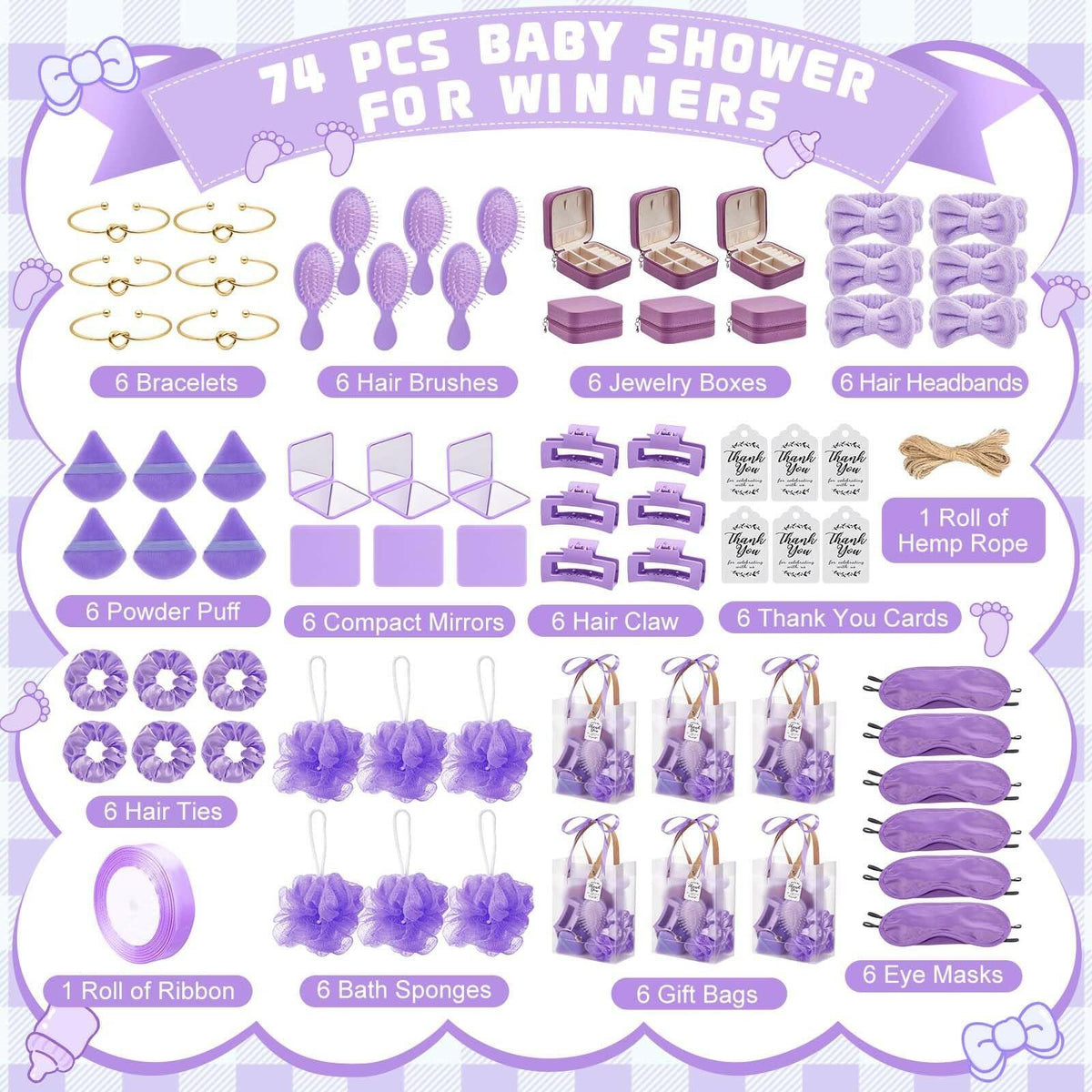 74Pcs Baby Shower Prizes for Game Winners Baby Shower Favors Gifts including