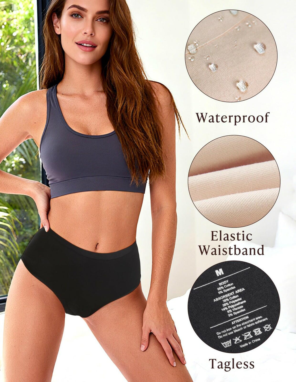 5 Pack 2Xl AIRCUTE Washable Adult Urine Incontinence Underwear for Women Leak