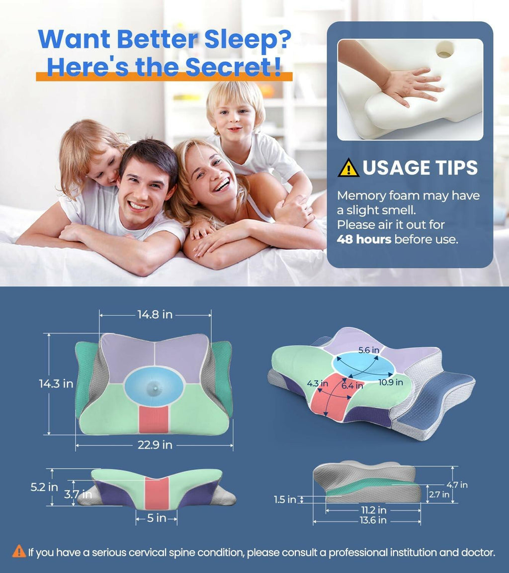 Ultra Pain Relief Cooling Pillow for Neck Support, Adjustable Cervical Pillow