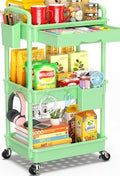 SUNALLY 3-Tier Rolling Cart with Drawer & Lockable Wheels, Bathroom Storage