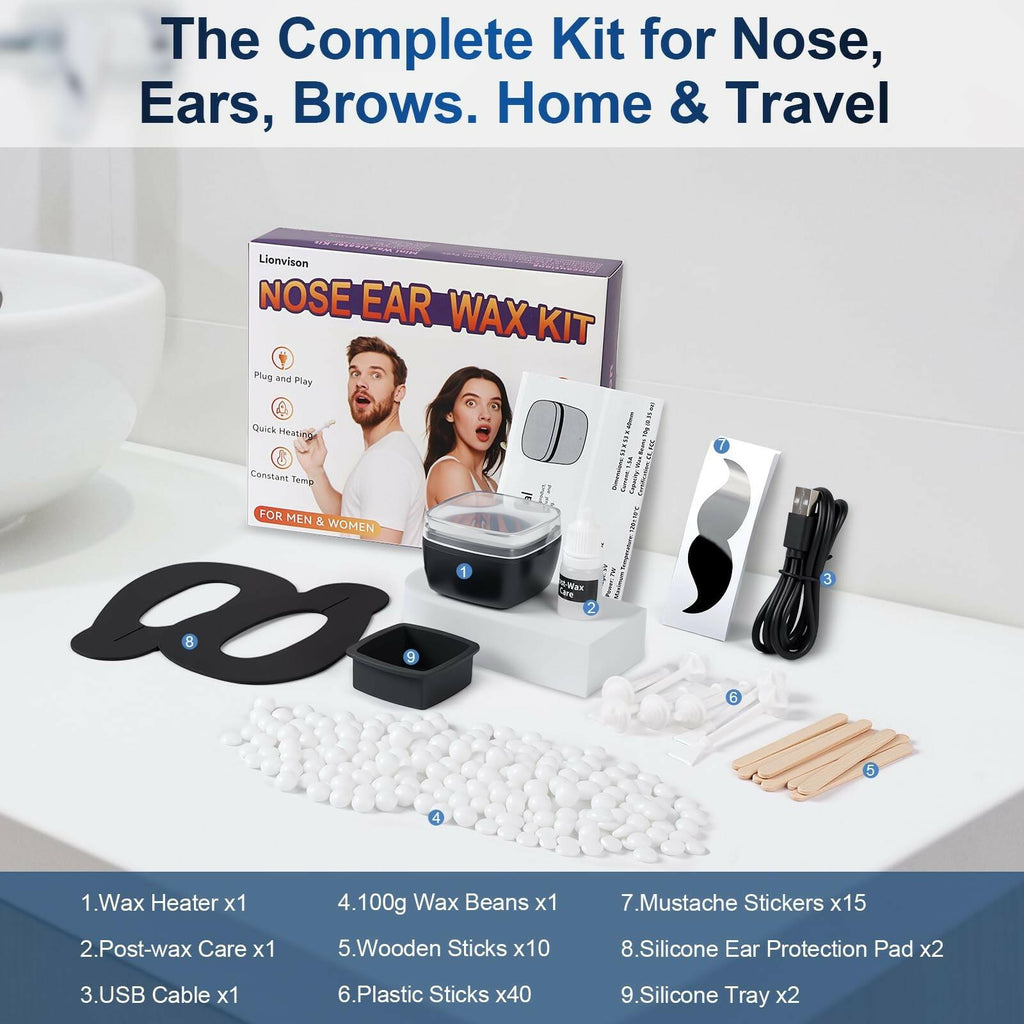 LIONVISON Men's Nose Wax Removal: Painless Hair Removal for Nose and Ears - with