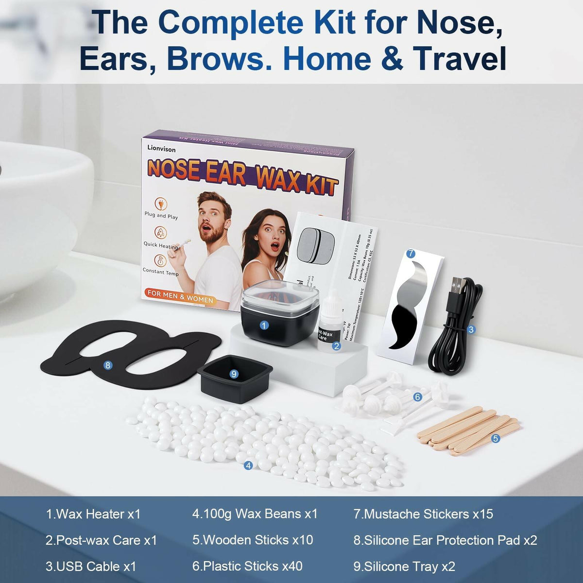 LIONVISON Men's Nose Wax Removal: Painless Hair Removal for Nose and Ears - with