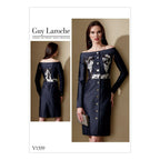 Vogue Patterns Misses' Off-The-Shoulder Shirtdress With Pockets, 14-16-18-20-22,