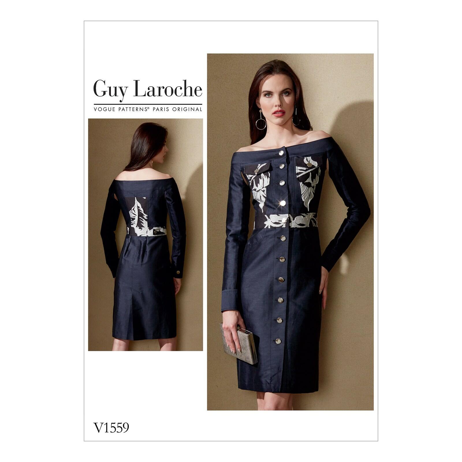 Vogue Patterns Misses' Off-The-Shoulder Shirtdress With Pockets, 14-16-18-20-22,