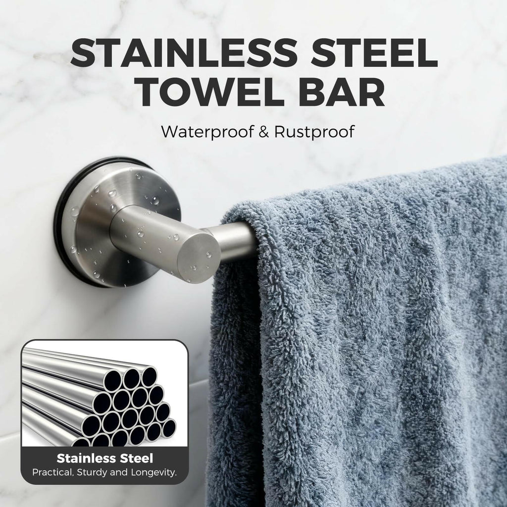 Adjustable Suction Cup Towel Bar for Bathroom Wall,14.6Inch~24 Inch Towel Racks