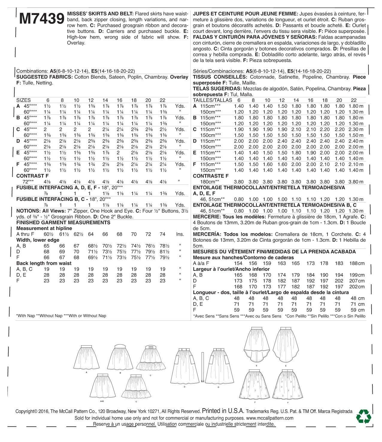 McCall Patterns Misses' Flared Skirts