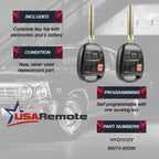 2 PACK Car Key Fob Keyless Entry Remote fits Toyota 1998 1999 2000 2001 2002