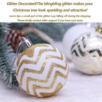 30PCS Christmas Balls Ornaments,60MM Gold&White Painted Shatterproof Festive